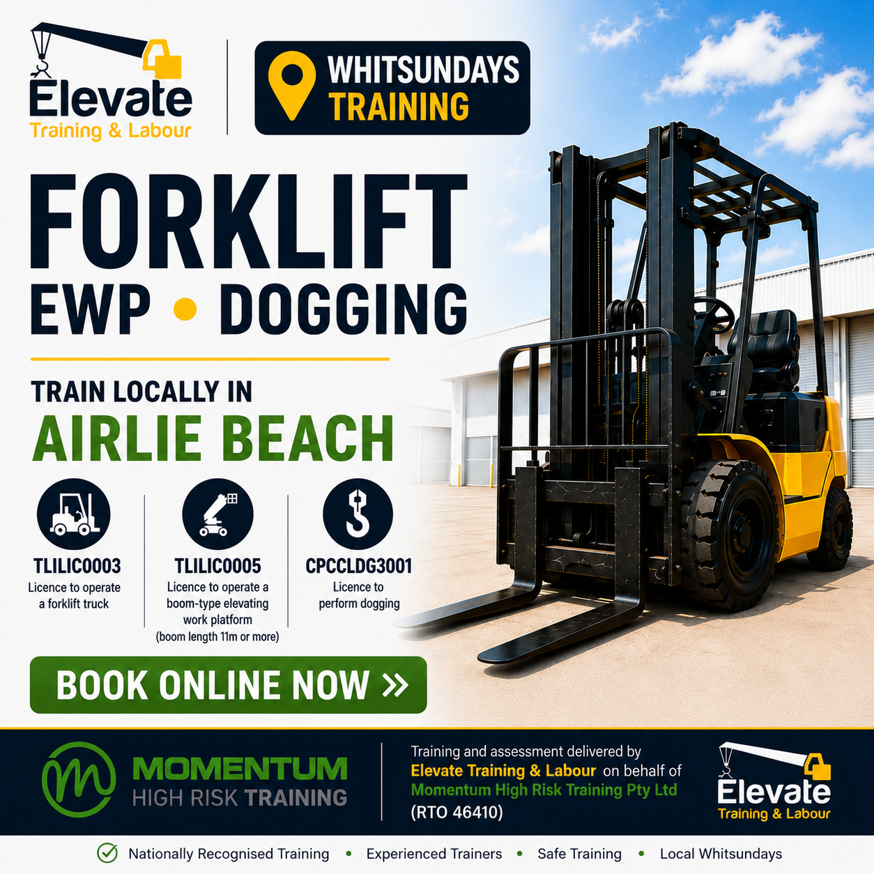 Elevate Training and Labour - Forklift EWP Dogging Training Airlie Beach Whitsundays